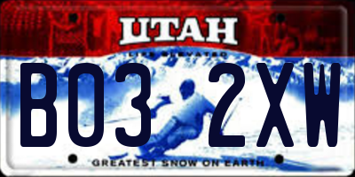 UT license plate B032XW