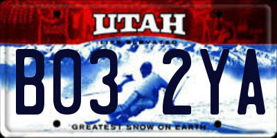 UT license plate B032YA