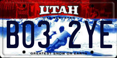 UT license plate B032YE