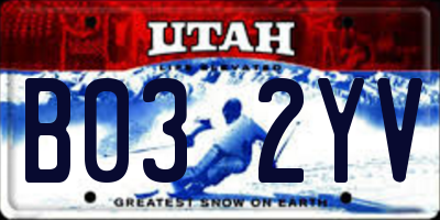 UT license plate B032YV