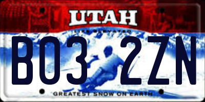 UT license plate B032ZN