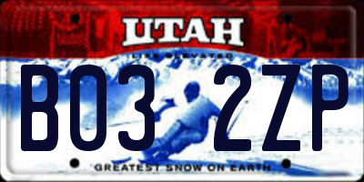 UT license plate B032ZP