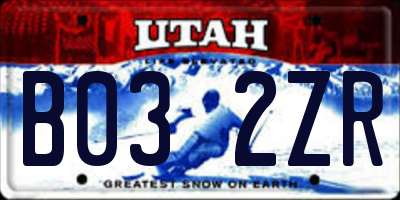 UT license plate B032ZR
