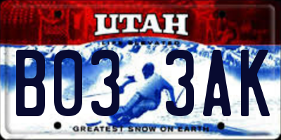 UT license plate B033AK
