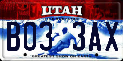 UT license plate B033AX