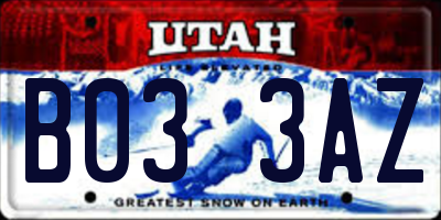 UT license plate B033AZ
