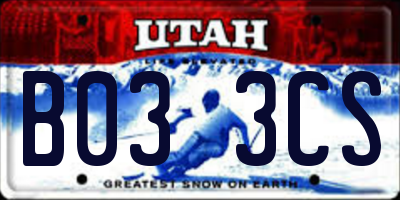 UT license plate B033CS