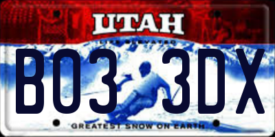 UT license plate B033DX