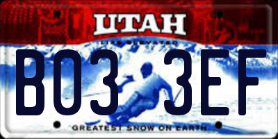 UT license plate B033EF