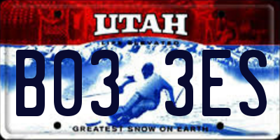 UT license plate B033ES