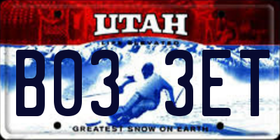 UT license plate B033ET