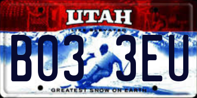 UT license plate B033EU