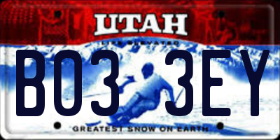 UT license plate B033EY