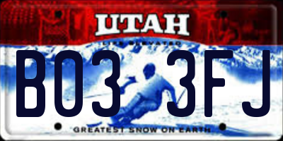 UT license plate B033FJ