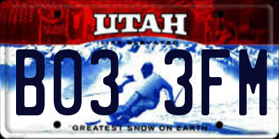 UT license plate B033FM