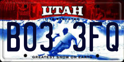 UT license plate B033FQ