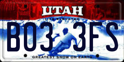 UT license plate B033FS