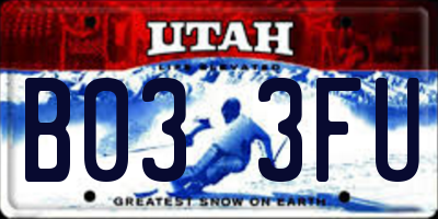 UT license plate B033FU