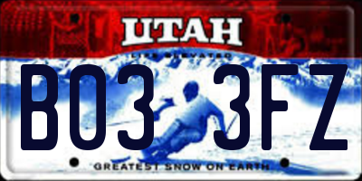 UT license plate B033FZ