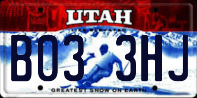 UT license plate B033HJ