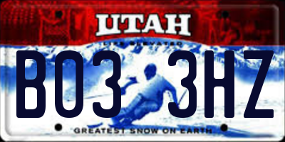 UT license plate B033HZ