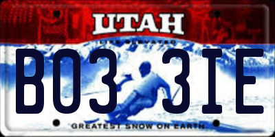 UT license plate B033IE