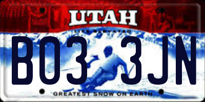 UT license plate B033JN