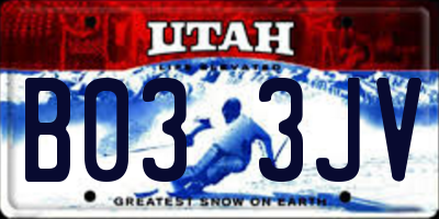 UT license plate B033JV