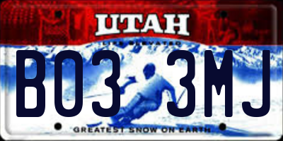 UT license plate B033MJ
