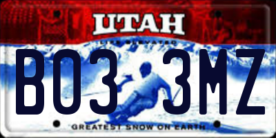 UT license plate B033MZ