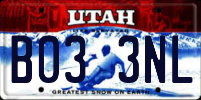UT license plate B033NL
