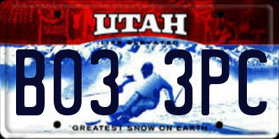UT license plate B033PC