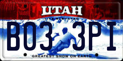 UT license plate B033PI