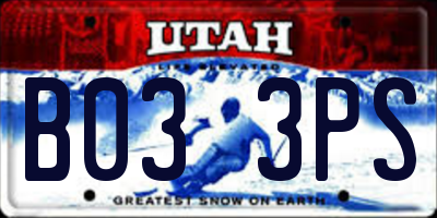 UT license plate B033PS