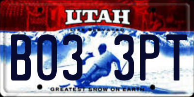 UT license plate B033PT