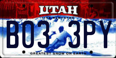 UT license plate B033PY