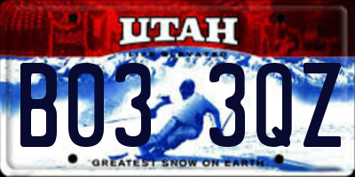 UT license plate B033QZ