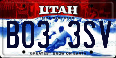 UT license plate B033SV