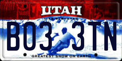 UT license plate B033TN