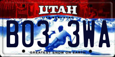 UT license plate B033WA
