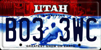 UT license plate B033WC