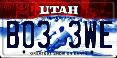 UT license plate B033WE