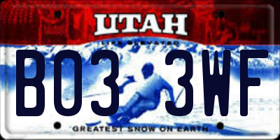UT license plate B033WF