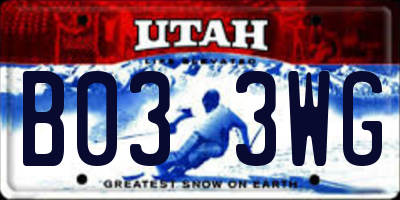 UT license plate B033WG