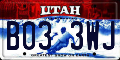 UT license plate B033WJ