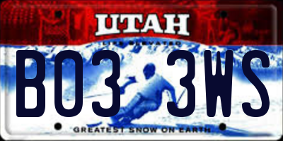 UT license plate B033WS