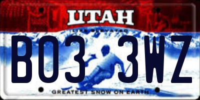 UT license plate B033WZ