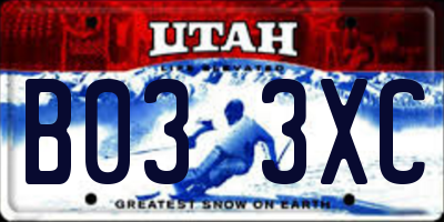 UT license plate B033XC