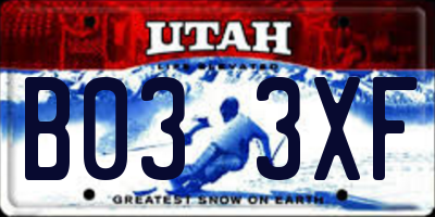 UT license plate B033XF