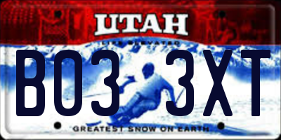 UT license plate B033XT